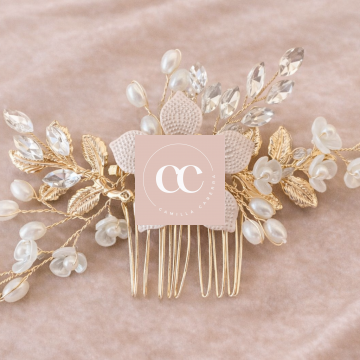 Handmade Golden Flower Hair Combo