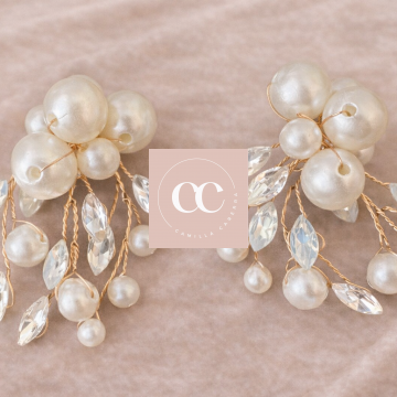 Handmade Golden Pearl Hair Clips 2 Piece